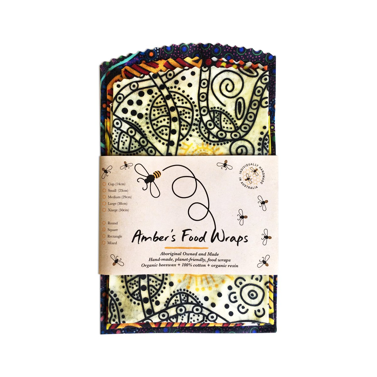 Ambers Food Wraps Aborginal Art Print Wax Wraps