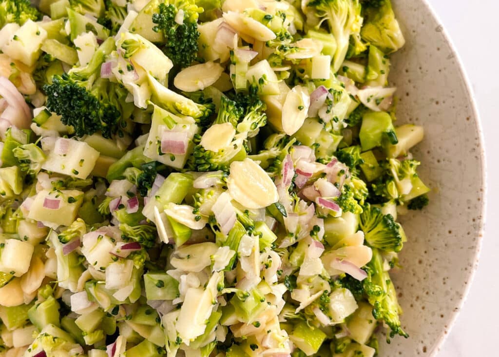 5 Minute Crunchy Broccoli Stem & Apple Salad The Green Hub